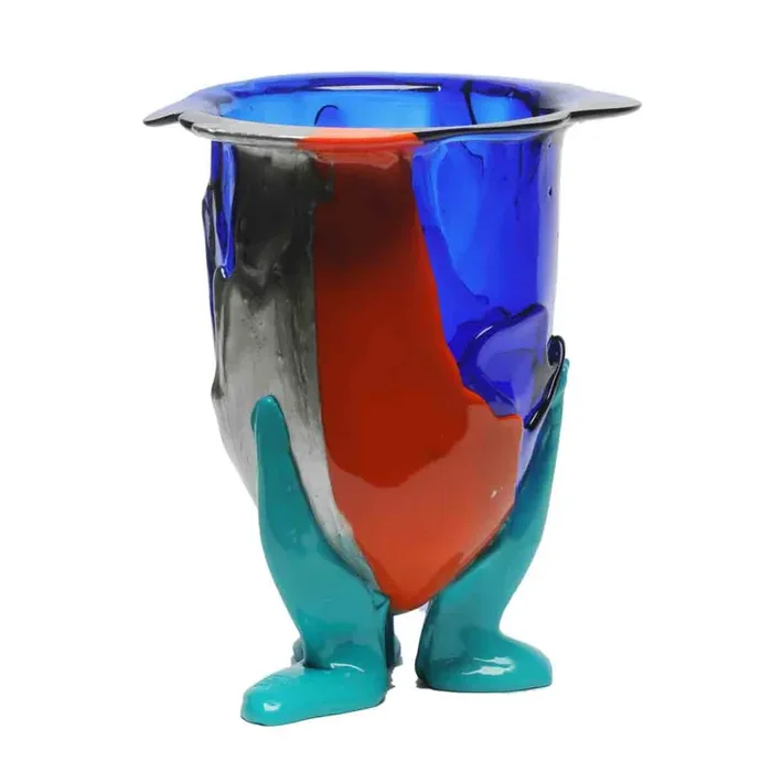 Kunstharz-Vase AMAZONIA – Blau – von Gaetano Pesce für Fish Design – S – H 19 x Ø 10,5