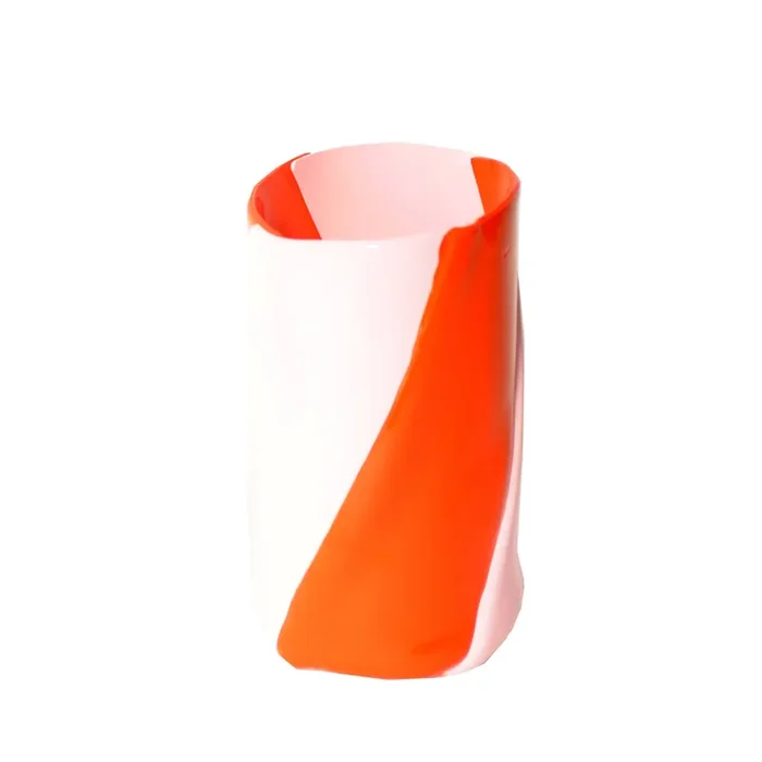 Kunstharz-Vase TWIRL – Orange und Rosa – von Enzo Mari für Lezioni