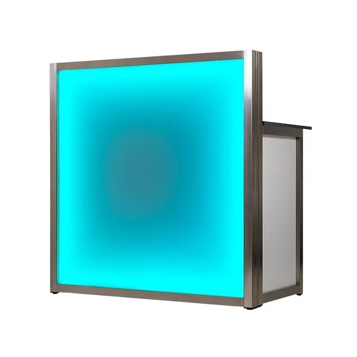 LED DJ table, professional design made of stainless steel, 1.5 m PE Stracciatella