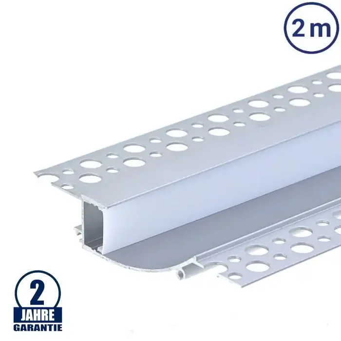 LED Wandeinbauprofil 98x19mm Eloxiert Trockenbau 2m SET