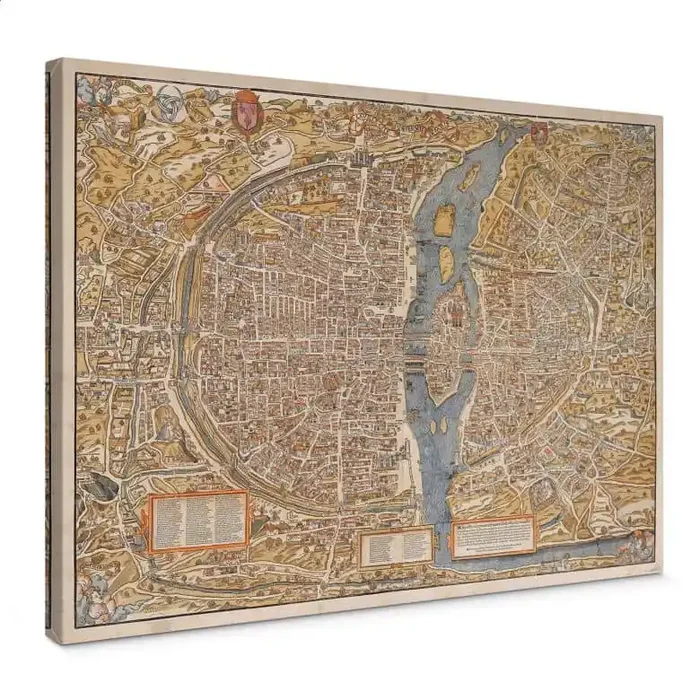 Leinwandbild Historische Karte von Paris