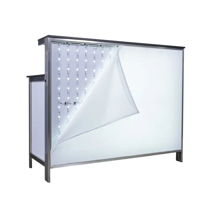 Longdrinktheke mit LED Backlite Bespannung / Inklusive Druck 1,25m Stracciatella