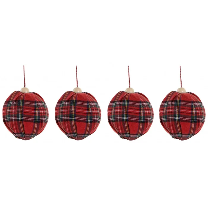 Lot von 4 Stoffbällen Genérico Tartan [Größe 8x8x8 cm]