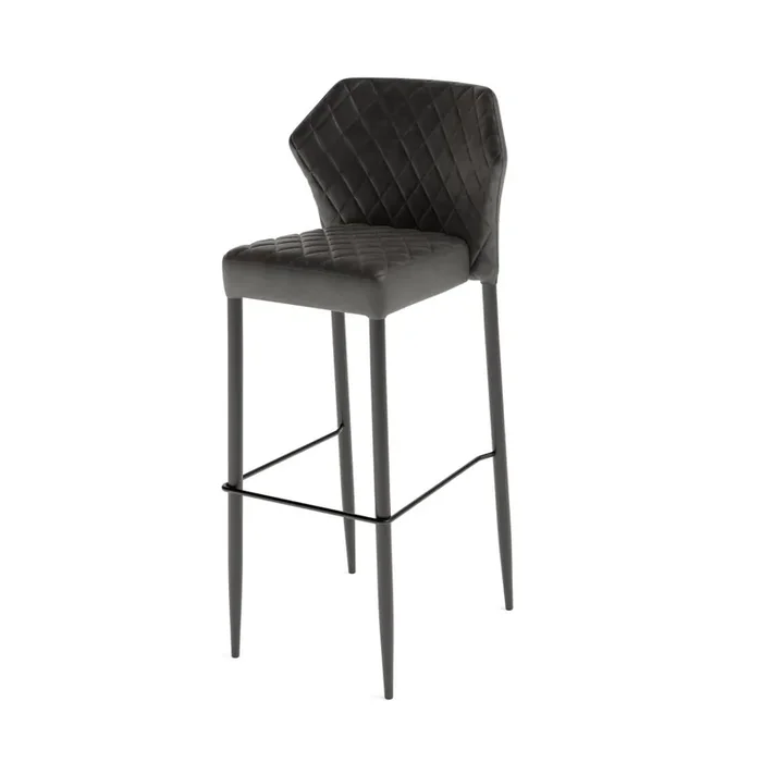 Louis bar stool black, upholstered imitation leather, fire-retardant, 50x47x105cm (WxDxH)
