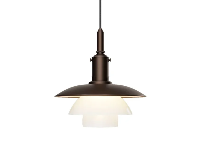 Louis Poulsen PH 3/3 Aged Brass Opal Hängelampe Entworfen von Poul Henningsen