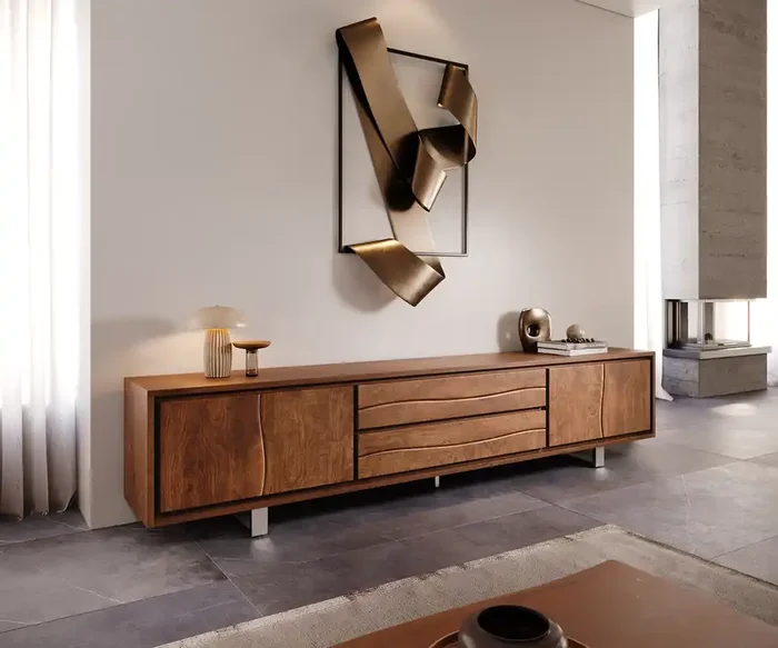 Lowboard Live-Edge 300 cm Akazie Braun 4 Türen 2 Schübe