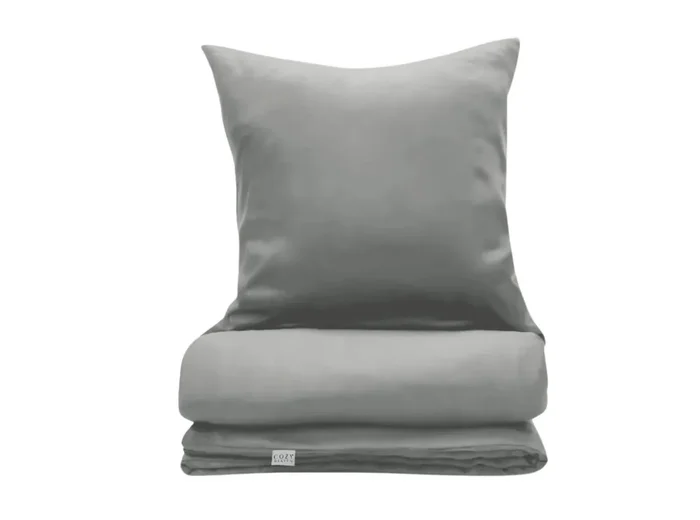 Lyocell Bettwäsche Set Kissengröße 40 x 80 cm Größe 135 x 200 cm Farbe Hellgrau B-Ware