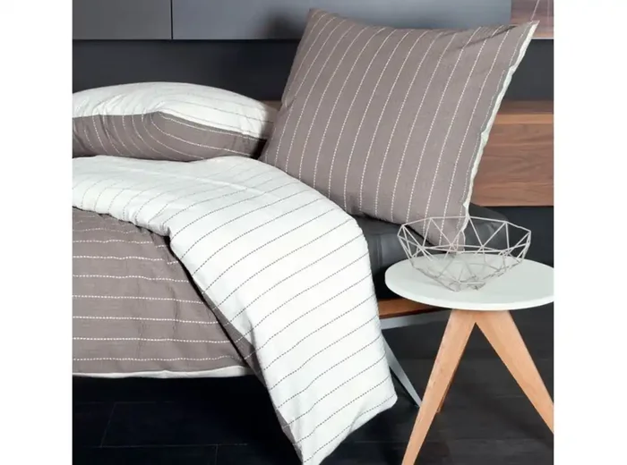 Mako-Soft-Seersucker Wendebettwäsche Silber 80 x 80 + 135 x 200 cm B-Ware