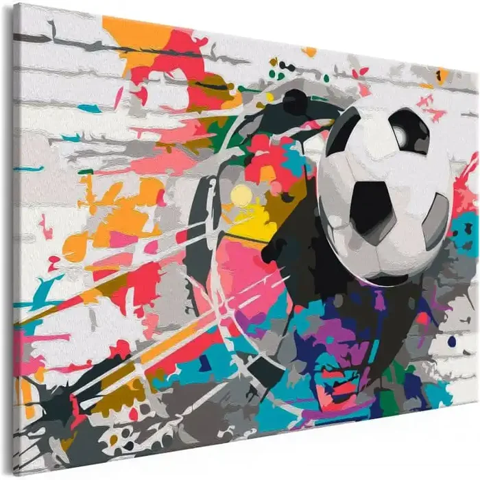 Malen nach Zahlen Leinwandbild – Bunter Ball – 50×40 cm – mit Keilrahmen – bespannt