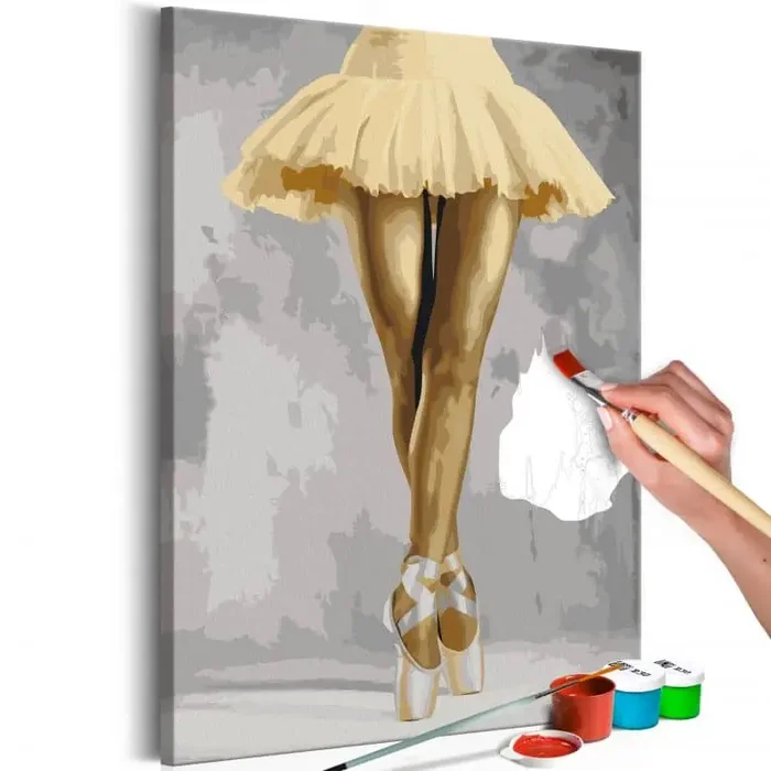 Malen nach Zahlen Leinwandbild – Gelbe Ballerina – 40×50 cm – mit Keilrahmen – bespannt