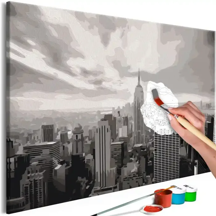 Malen nach Zahlen Leinwandbild – Graues New York – 50×40 cm – mit Keilrahmen – bespannt
