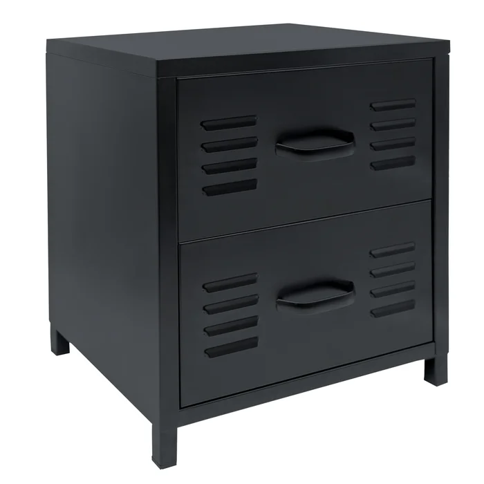 Metall Schrank mit Schubladen Nachttisch Nachtschrank 40x30x46cm York schwarz