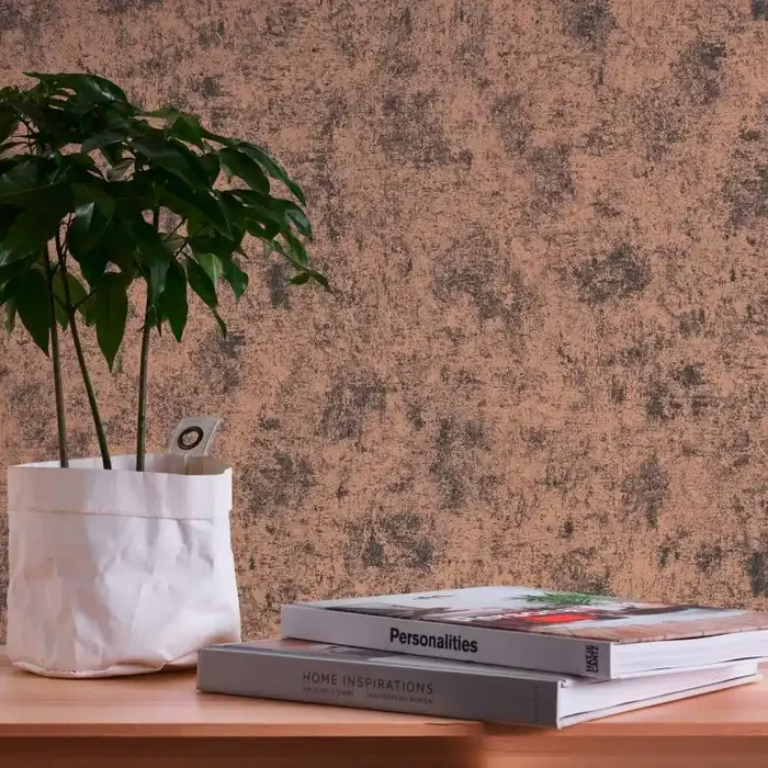 Metallic-Tapete Beige Schwarz – Vliestapete in Putzoptik – Industrial Stil für Schlafzimmer