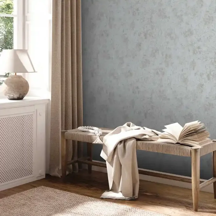 Metallic-Tapete Silber Grau – Vliestapete in Putzoptik – Industrial Stil für Schlafzimmer