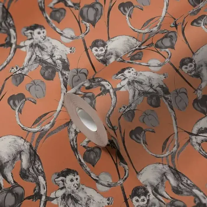 Michalsky Living Dschungeltapete Change is good Vliestapete Mad Monkeys tropisch orange, grau, schwarz