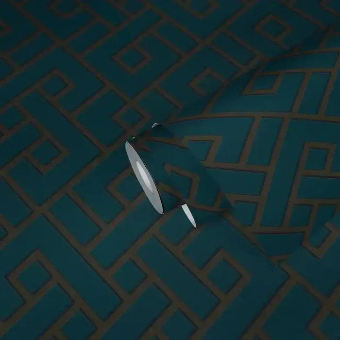 Michalsky Living geometrische Tapete Change is good Vliestapete Magic Meander grün, gold, grau