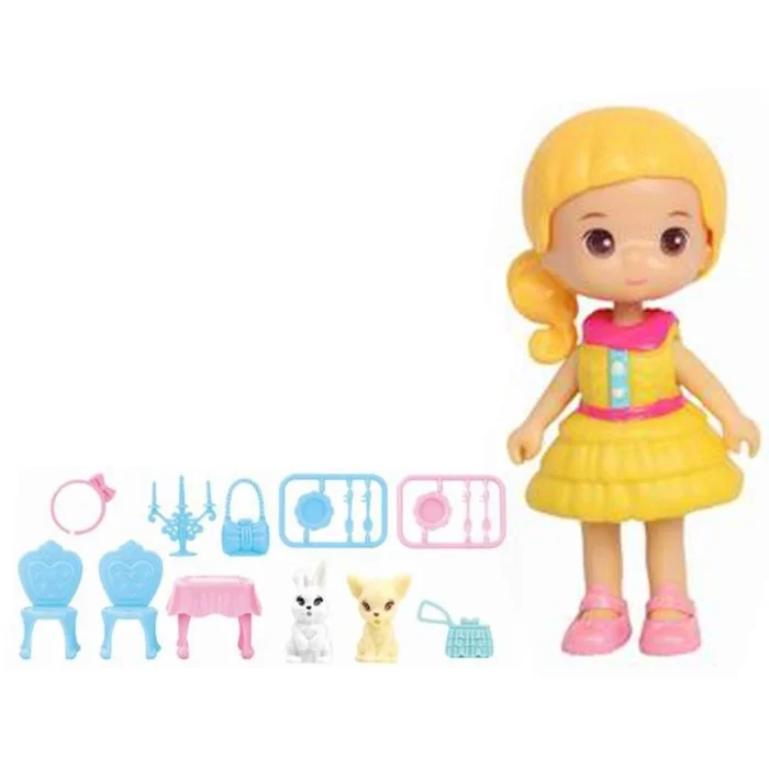 Mini-Puppe mit Möbeln und Haustier Genérico [Größe 4,5x18x26 cm]