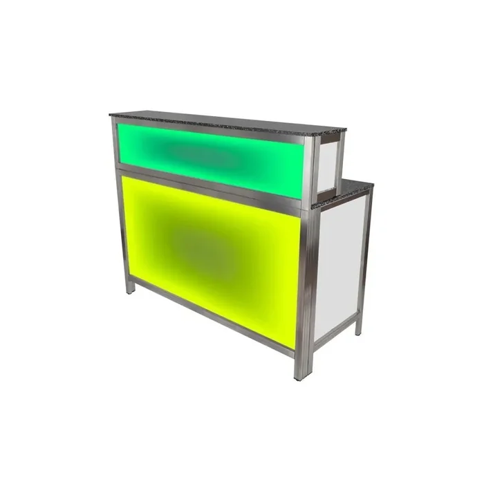 Multi-purpose counter, folding counter & bar attachment with LED light box, 1.5 m, PE, black/white