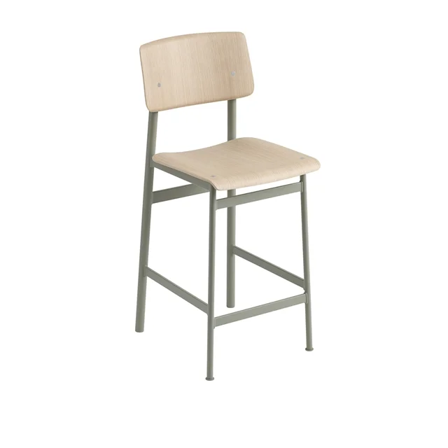 Muuto Loft Barhocker Eiche/staubiges Grün H98.5