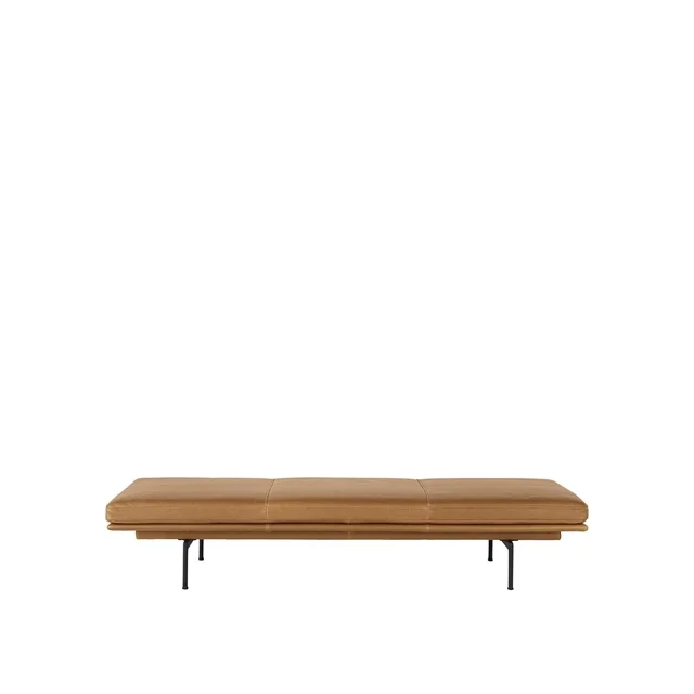 Muuto Outline Daybed Lampensockel Schwarz/Leder/Cognac