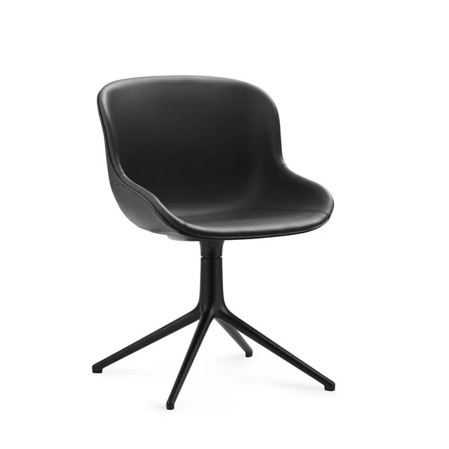 Normann Copenhagen Hyg Drehstuhl Gepolstert Schwarz Aluminium/ Schwarz Leder in 41599