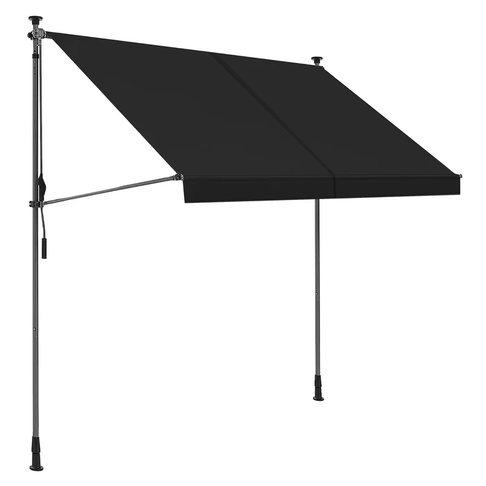 osoltus Balkon Klemmmarkise 250 x 130cm Balkonmarkise Sonnenschutz dunkelgrau