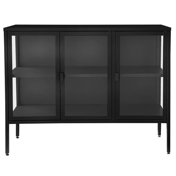 osoltus cube Vitrine Sideboard Glasschrank Stahl schwarz Industrial 100×80 cm