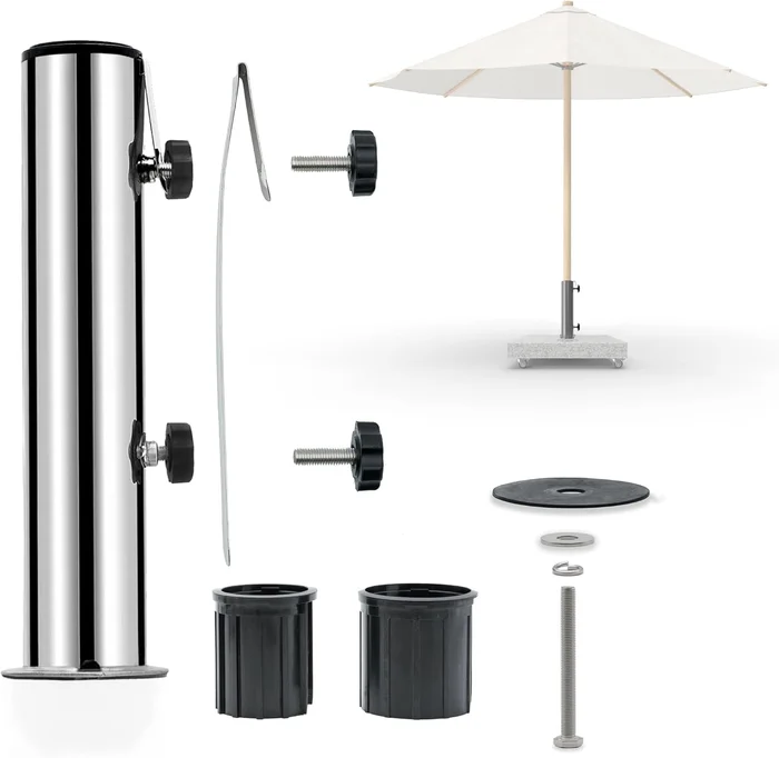osoltus Edelstahl Universal Standrohr zu Granit Schirmständer 30/40kg mit Schutz