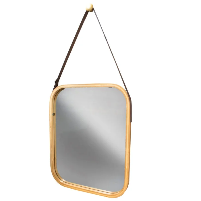 osoltus Edge Badspiegel Wandspiegel Bambus mit Aufhängung