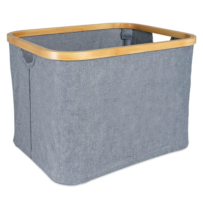 osoltus Faltbox Wäschebox Wäschekorb Nelson Bambus 40cm grau