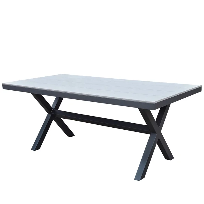 osoltus Gartentisch X Leg Aluminium Kunststoffholz 180 x 90cm ash grey