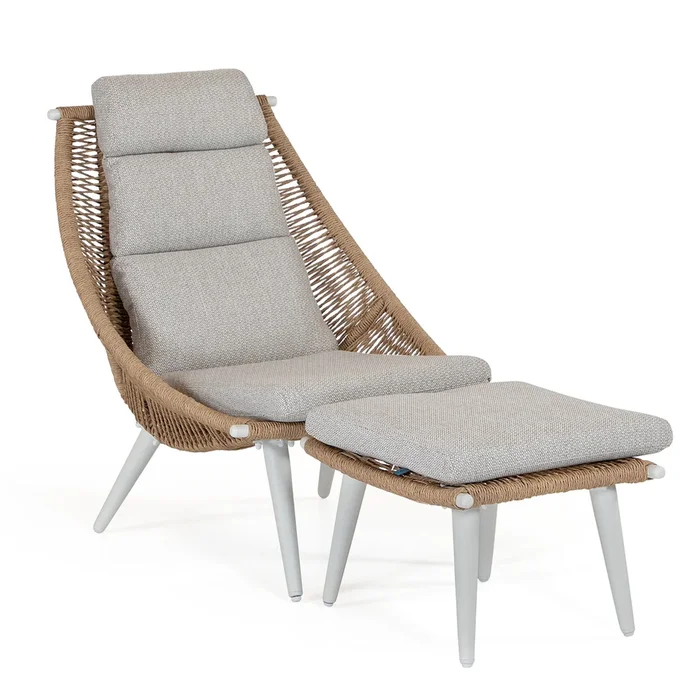 osoltus TARGON twisted SET Relax Sessel / Hocker mit Kissen natur