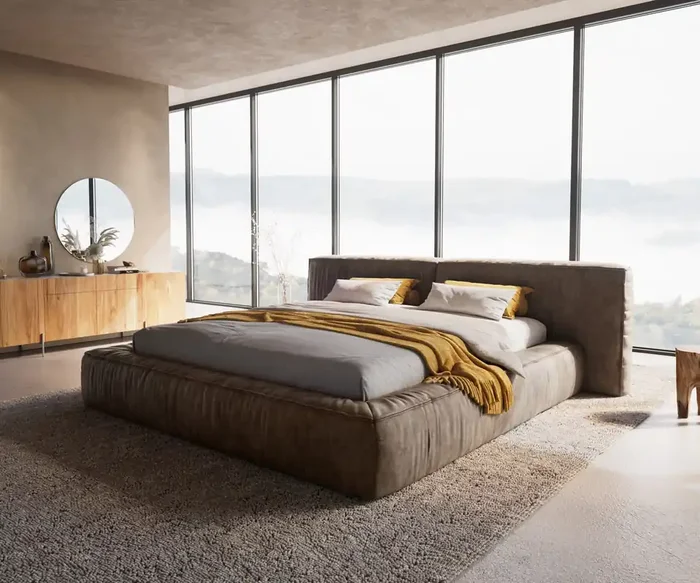 Polsterbettgestell Coperti 180×200 cm Mikrofaser Taupe Vintage