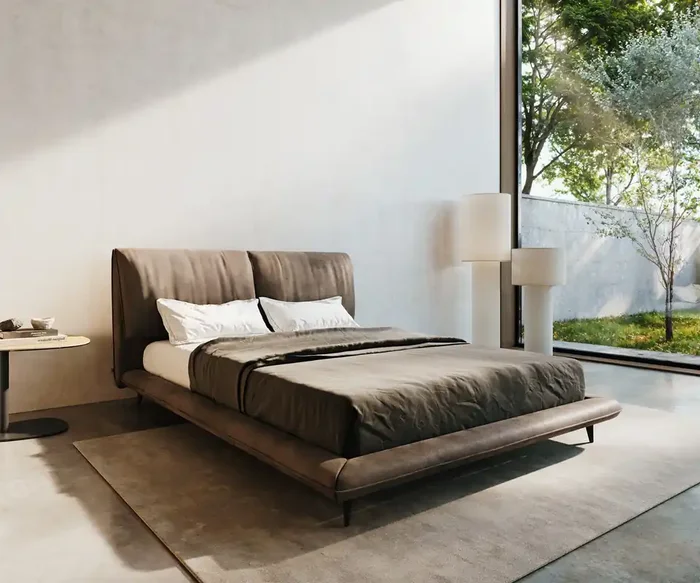 Polsterbettgestell Cusino 140×200 cm Mikrofaser Taupe Vintage