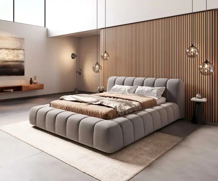 Polsterbettgestell Cutio 140×200 cm Mikrofaser Grau