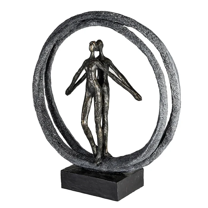 Poly Skulptur „Paar im Ring“ broncefarben