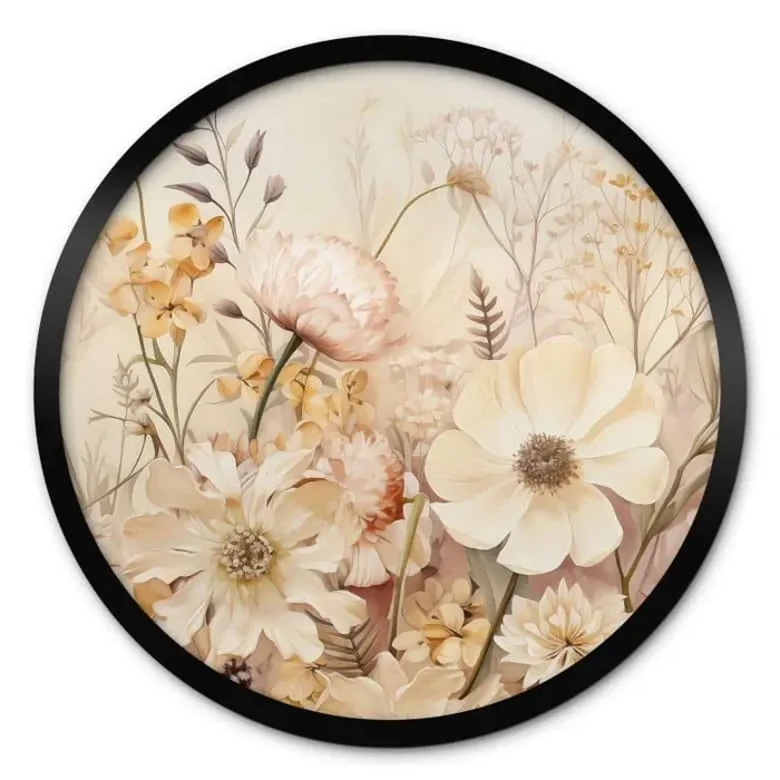 Poster Vintage Blütenpracht auf der Wiese – Lola Peacock – Rund