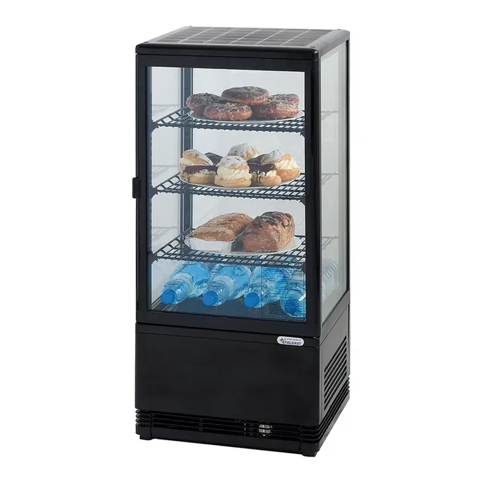 Refrigerated display case, 78 liters, black, dimensions 428 x 386 x 960 mm (WxDxH)
