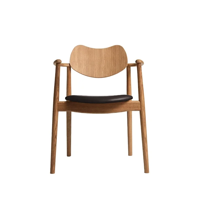 Ro Collection Regatta Esszimmerstuhl, Gepolsterter Sitz, Geölte Eiche/dunkelbraunes Leder