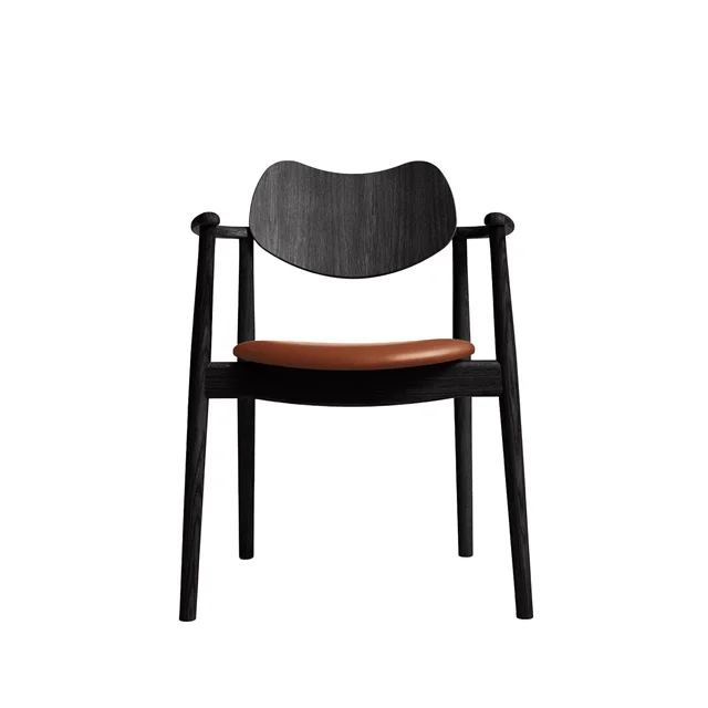 Ro Collection Regatta Esszimmerstuhl, Gepolsterter Sitz, Schwarz Lackierte Eiche/Calvados-Leder