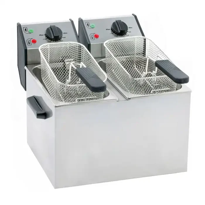 ROLLER GRILL deep fryer with two basins, 2 x 5 liters, dimensions 390 x 425 x 320 mm (WxDxH)