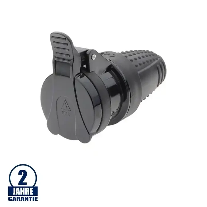 Schutzkontakt-Kupplung Gummi schwarz IP44 16A
