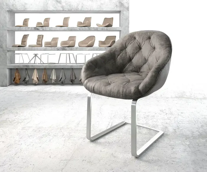 Schwingstuhl Gaio-Flex Grau Antik Freischwinger flach Edelstahl