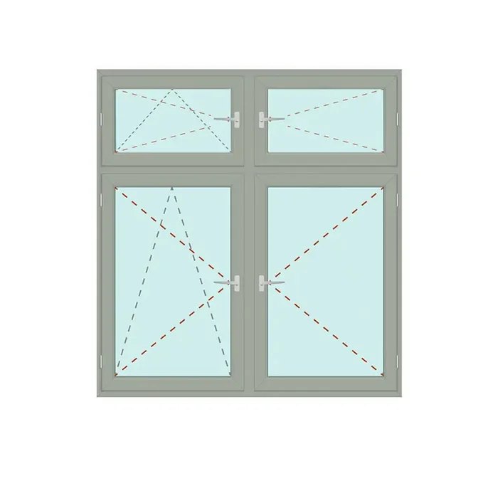 Senkrechtes Fenster Dreh/Kipp + Dreh + Dreh/Kipp + Dreh – bluEvolution 92