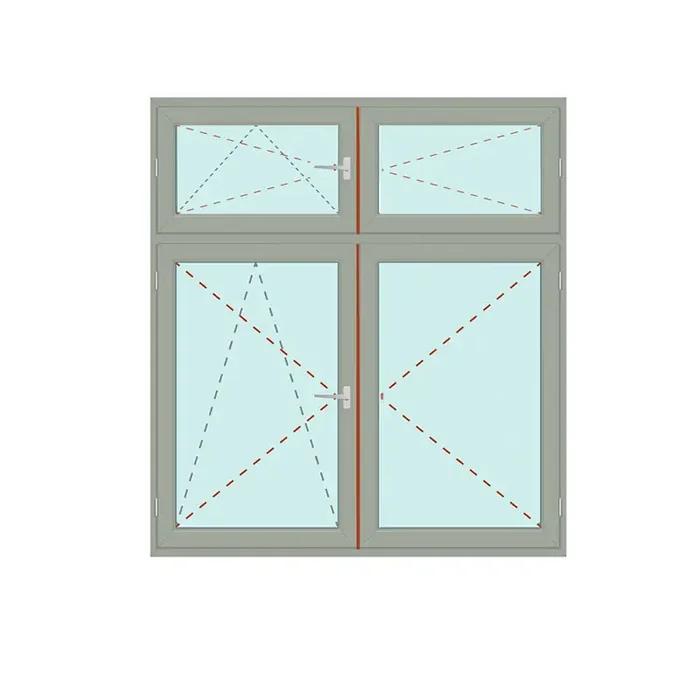 Senkrechtes Fenster mit Stulp + Dreh/Kipp + Dreh – Energeto 8000