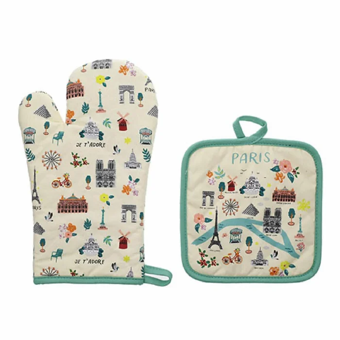Set aus Handschuh und Topflappen Kiub Paris Je T Adore