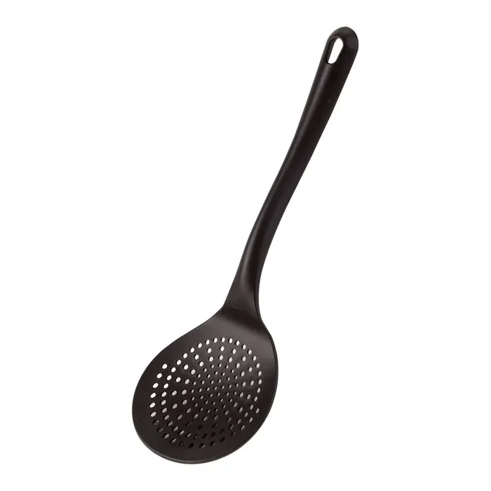 Slotted spoon, made of glass fiber reinforced material, black, length 35 cm
