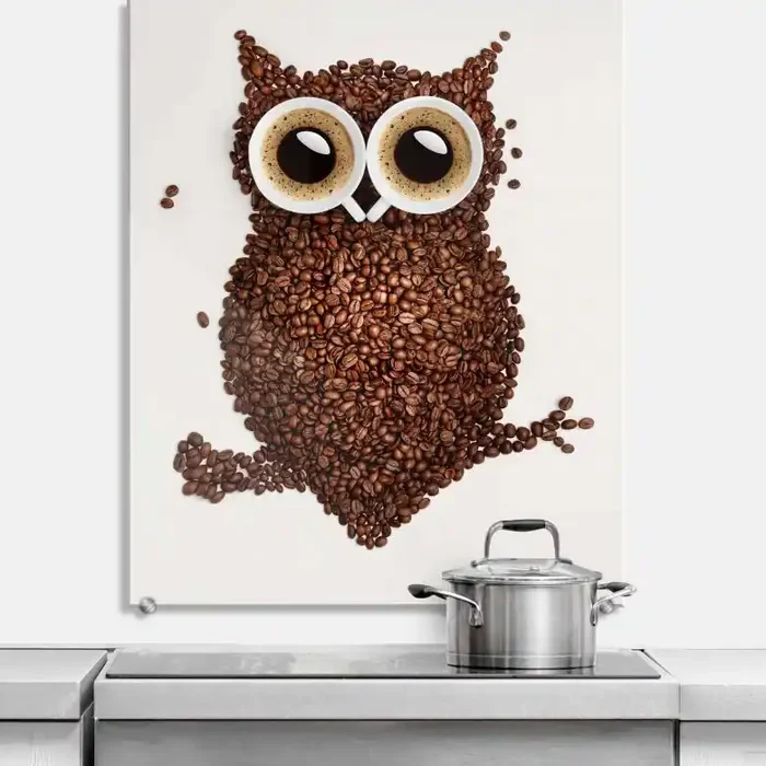 Spritzschutz Kaffeeeule – hochkant