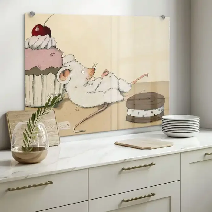 Spritzschutz Loske – Maus mit Muffin