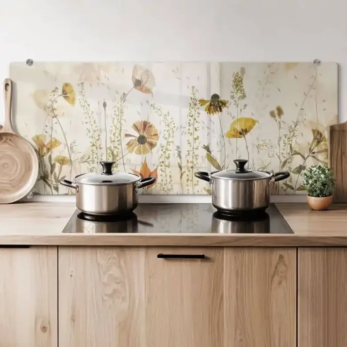 Spritzschutz Wilde Wiesenblumen im Sonnenlicht – Talen – Panorama